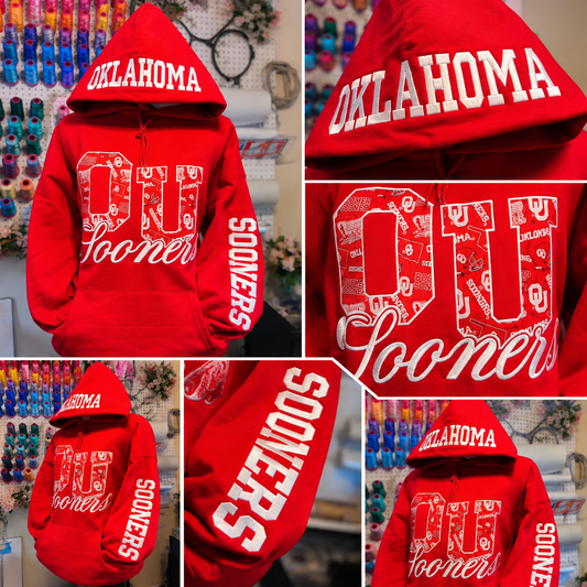 Sooners Custom Embroidered Hoodie ❤️🤍